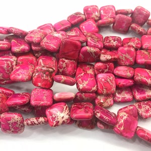 Imperial Jasper 14mm Square Sea Sediment Jasper Pink Dyed Loose Beads 15 inch Jewelry Supply Bracelet Necklace Material