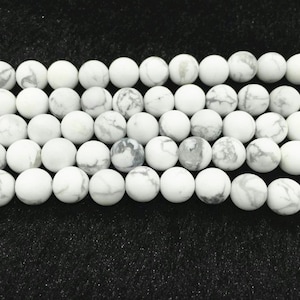 Genuine Howlite 4mm - 12mm Round Natural Loose White Matte Gemstone Beads 15 inch Jewelry Supply Bracelet Necklace Material Support