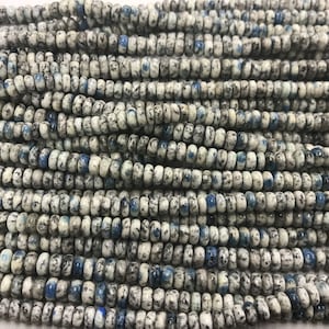 Genuine K2 Jasper 5.5mm - 6mm Rondelle Natural Blue Spotted Loose Beads Grade A 15 inch Jewelry Supply Bracelet Necklace Material Wholesale
