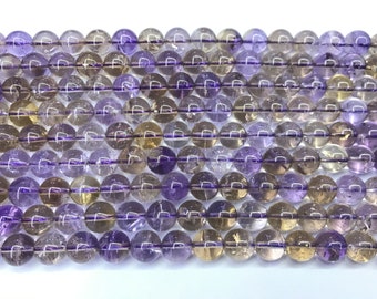 Natural Ametrine 6mm -12mm Round Genuine Grade AB Quartz Beads 15 inch Jewelry Supply Bracelet Necklace Material Support Wholesale