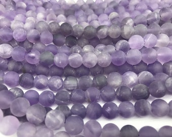 Natural Matte Amethyst  4mm - 12mm Round Genuine Purple Quartz Beads 15 inch Jewelry Supply Bracelet Necklace Material Support Wholesale