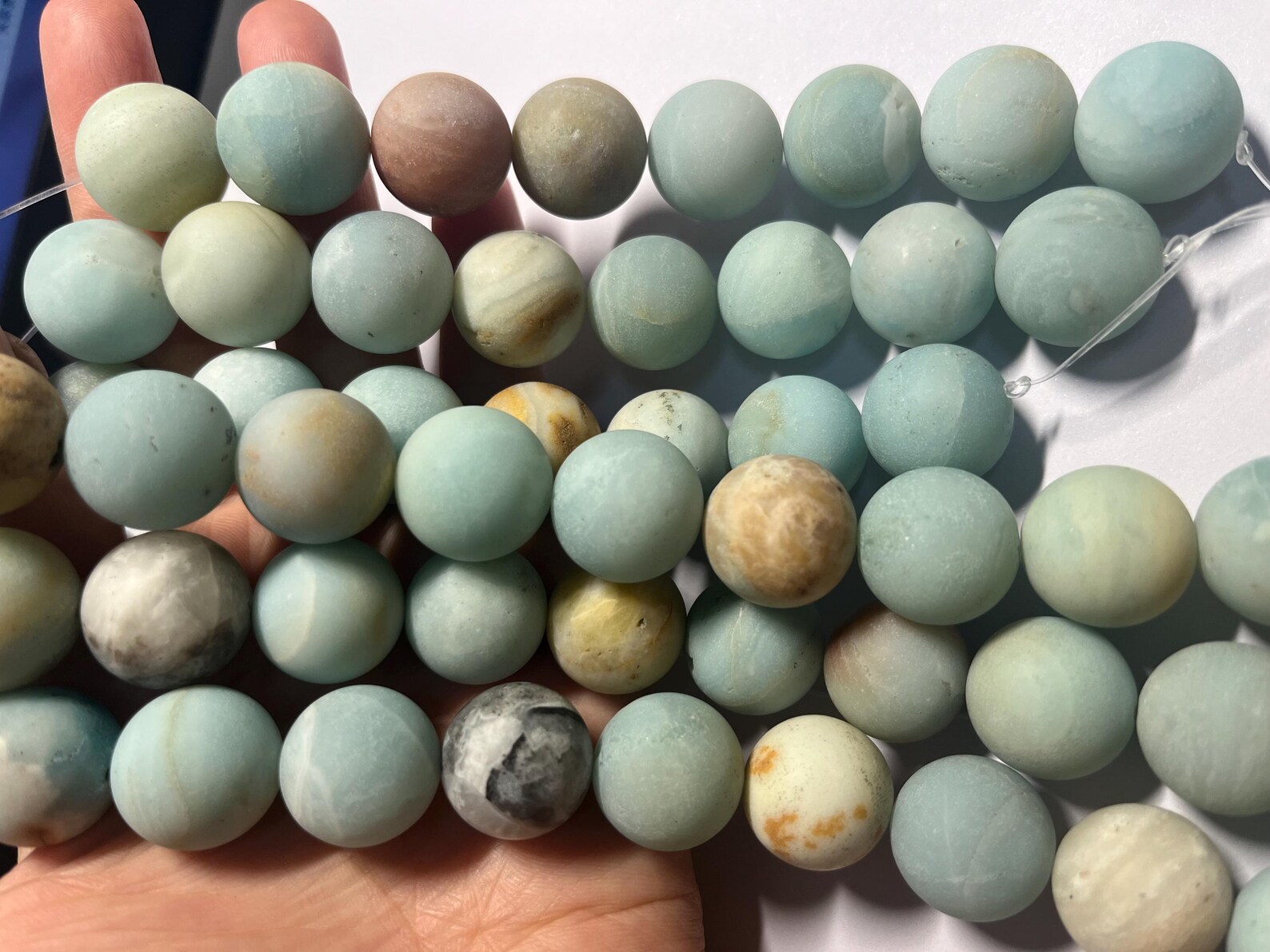 Natural Flower Amazonite 16mm -20mm Round Genuine Multicolour Gemstone ...