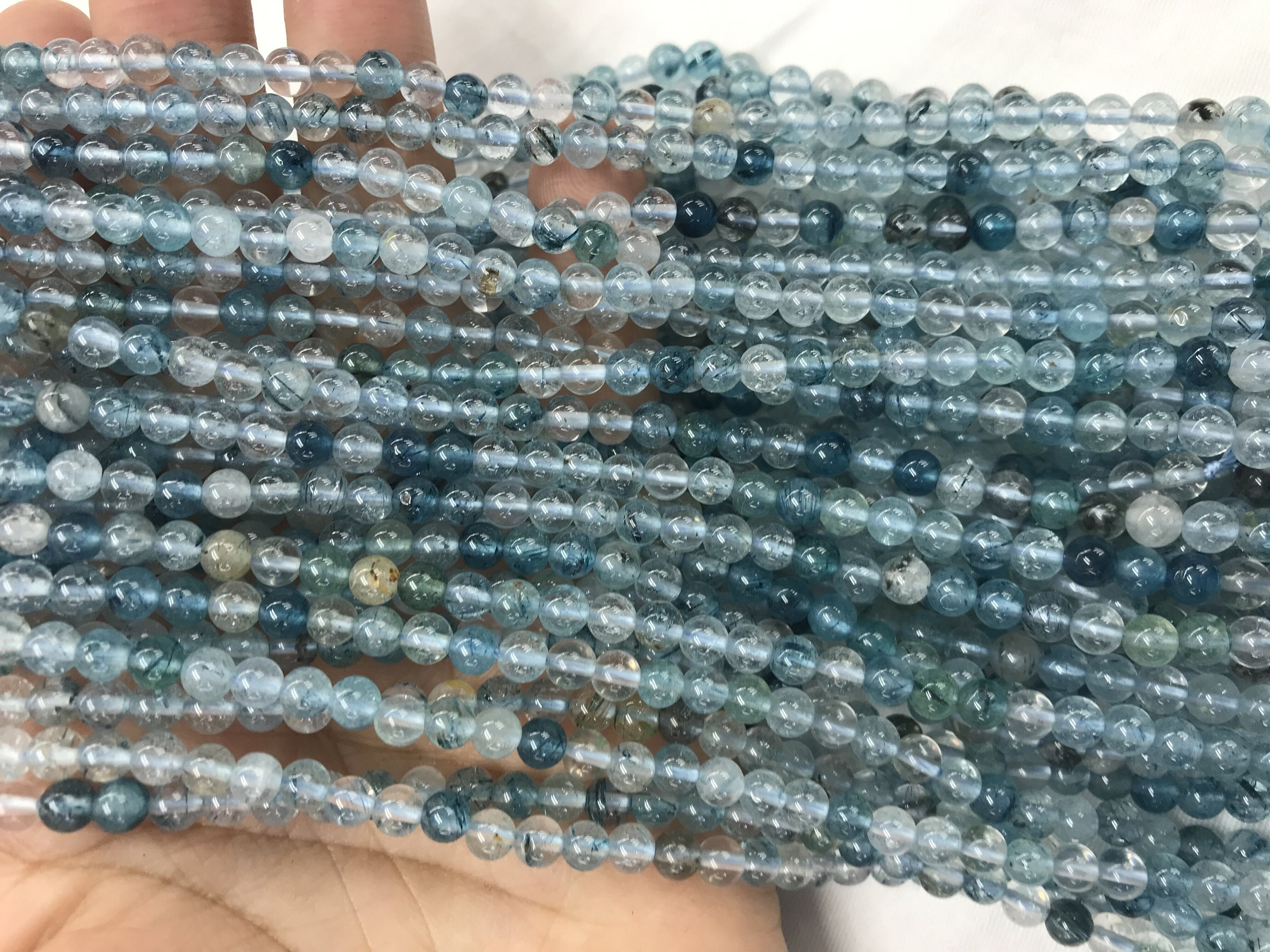Genuine Blue Rutilated Quartz 4.5-5mm Round Blue Hair Quartz Grade AB ...