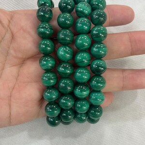 Offre spéciale Perles de pierres précieuses rondes en malachite véritable de 9,9-10,1 mm avec craquelures-cicatrices-bosses-taches - Bracelet pour bijoux fini - 1 pièce