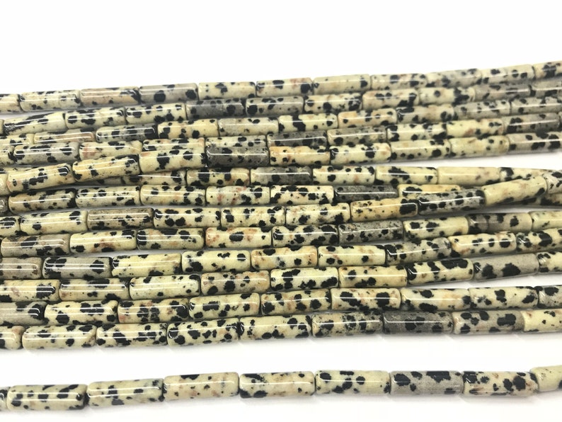 Natural Dalmatian Jasper 4x13mm Column Genuine Spotted Loose Tube Beads 15 inch Jewelry Supply Bracelet Necklace Material Support Wholesale