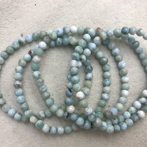 Offre spéciale Bracelet fini avec perles de larimar bleues de qualité AB, véritables pépites de 5 mm 7-7,2 pouces - 1 pièce