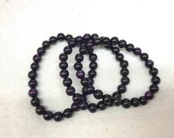 パープライト 天然石ブレスレット 7インチ 9mm ラウンドビーズ - Etsy 日本