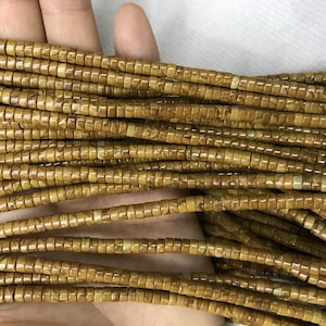 Perline di pietra preziosa autentica Heishi in legno marrone, 4 mm, sciolte, da 15 pollici, per gioielli, braccialetti, collane, materiale di supporto all'ingrosso