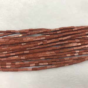 Naturlig röd jaspis 2 x 4 mm kubformad äkta ädelstensrör lösa pärlor 15 tum smyckesleverans armband halsband materialstöd grossist