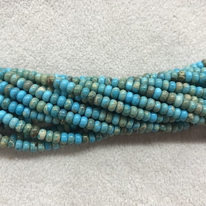 Imperial Jasper 4mm - 6mm Rondelle Sea Sediment Jasper Light Turquoise Blue Dyed Beads 15 inch Jewelry Bracelet Necklace Material Wholesale
