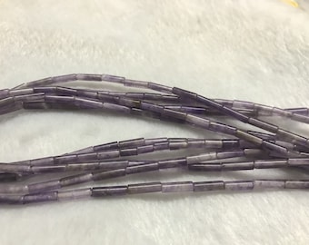 Speical Offer Amethyst 4 x 12-15mm Column Genuine Purple Quartz Gemstone Tube Loose Beads 15inch