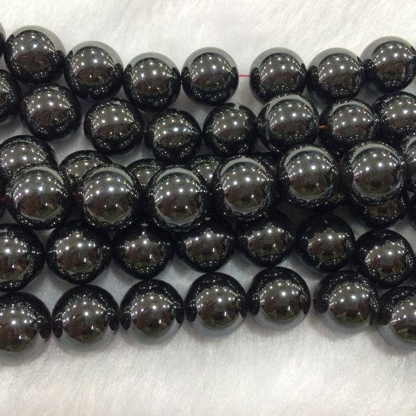 Naturel Magnétique Hématite 3mm - 14mm Rond Véritable Lâche Noir Grade A Perles 15 pouces Bijoux Fourniture Bracelet Collier Matériel En Gros