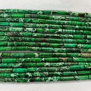 Imperial Jasper 4x13mm Column Sea Sediment Jasper Green Dyed Loose Tube Beads 15 inch Jewelry Supply Bracelet Necklace Material Support