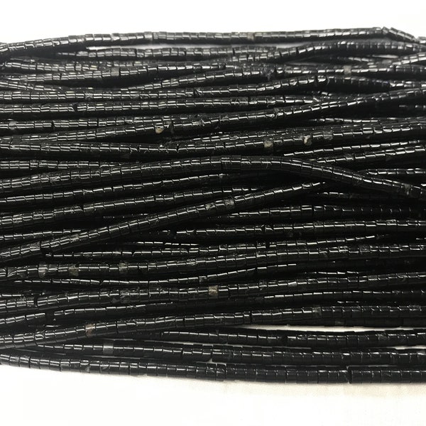 Genuine Black Tourmaline 2x4mm Heishi Natural Gemstone Loose Beads 15 inch Jewelry Supply Bracelet Necklace Material Support Wholesale