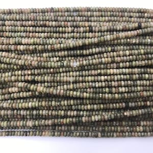 Genuine Unakite 4.5mm Rondelle Green Pink Unikite Gemstone Loose Beads 15 inch Jewelry Supply Bracelet Necklace Material Support