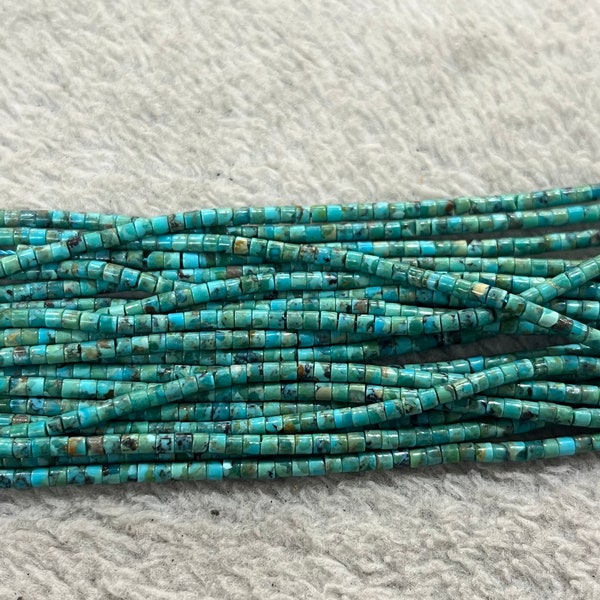 Turquoise véritable 2-2,5 mm Heishi pierres précieuses naturelles perles de tube en vrac 15 pouces approvisionnement en bijoux Bracelet collier Support matériel en gros