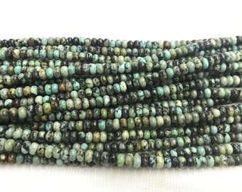 Véritable Afrique Turquoise 4mm - 6mm Rondelle Pierres Précieuses Naturelles Perles Lâches 15 pouces Bijoux Bracelet Collier Fourniture De Matériel En Gros