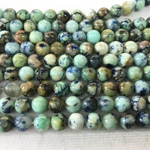 Genuine Blue Green Jasper 4mm - 10mm Round Natural Gemstone Loose Beads 15 inch Jewelry Supply Bracelet Necklace Material Support Wholesale