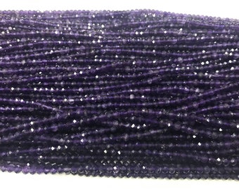 Natural Faceted Amethyst 4mm Rondelle Cut Genuine Purple Quartz Grade A Beads 15 inch Jewelry Bracelet Necklace Material Supply Wholesale