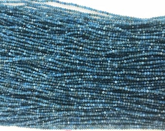 Echte Facet Apatite 2mm - 4mm Ronde Cut Natural Blue Grade AB Kralen 15 inch Sieraden Supply Armband Ketting Materiaal Ondersteuning Groothandel