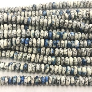 Genuine K2 Jasper 8mm Rondelle Natural Blue Spot Loose Beads Grade A 15 inch Jewelry Supply Bracelet Necklace Material Support Wholesale