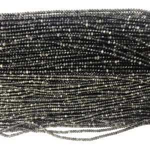 Genuine Faceted Silver Obsidian 3mm / 4mm Rondelle Cut Natural Loose Gemstone Grade A Beads 15inch Jewelry Bracelet Necklace Material Supply