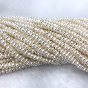 Freshwater Pearl 3-4mm / 4-5mm / 5-6mm Button Natural White Loose Beads 15 inch Jewelry Supply Bracelet Necklace Material Support
