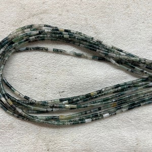 Natural Moss Agate 2x4mm Column Genuine Gemstone Loose Tube Beads 15 inch Jewelry Supply Bracelet Necklace Material Support Wholesale