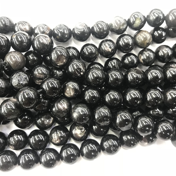 Hypersthène naturel 6 mm - 10 mm rond véritable noir perles en vrac 15 pouces bijoux bracelet collier approvisionnement en matériel