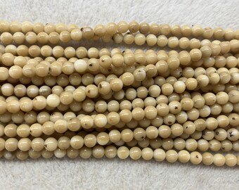 Coral blanco marfil sin tratar, 6-6,5 mm, redondo, piedra preciosa genuina, grado AB, cuentas sueltas, 15 pulgadas, suministro de joyería, pulsera, collar, material al por mayor