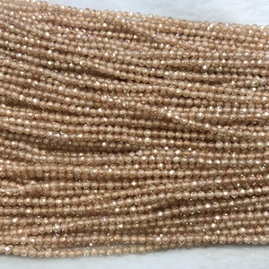 Zirconia cubica champagne sfaccettata 2 mm - 4 mm perline sciolte taglio rotondo 15 pollici fornitura di gioielli bracciale collana materiale supporto all'ingrosso