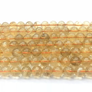 Natural Citrine 4mm - 12mm Round Genuine Quartz Yellow Grade AB Beads 15 inch Jewelry Supply Bracelet Necklace Material Support Wholesale