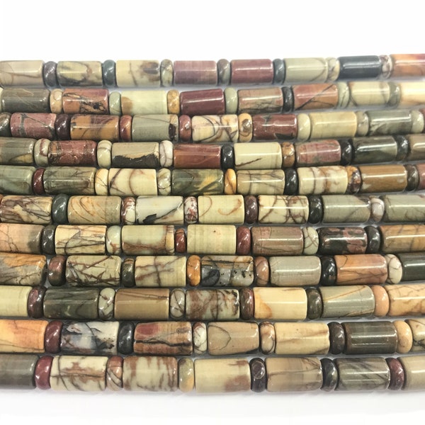 Natural Picasso Jasper 6x9mm / 6x10mm Column Genuine Loose Tube Beads 15 inch Jewelry Supply Bracelet Necklace Material Support Wholesale