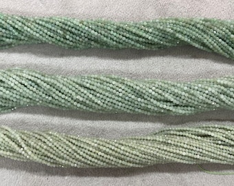 Jade vert naturel à facettes, 2 mm - 4 mm, coupe ronde, véritables perles en vrac, bracelet de fourniture de bijoux de 15 pouces, support matériel de collier en gros