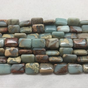 Peau de serpent naturel Jaspe Rectangle Véritable pierre précieuse Shou Shan Pierre Perles en vrac 15 pouces Bijoux Fourniture Bracelet Collier Matériel En Gros