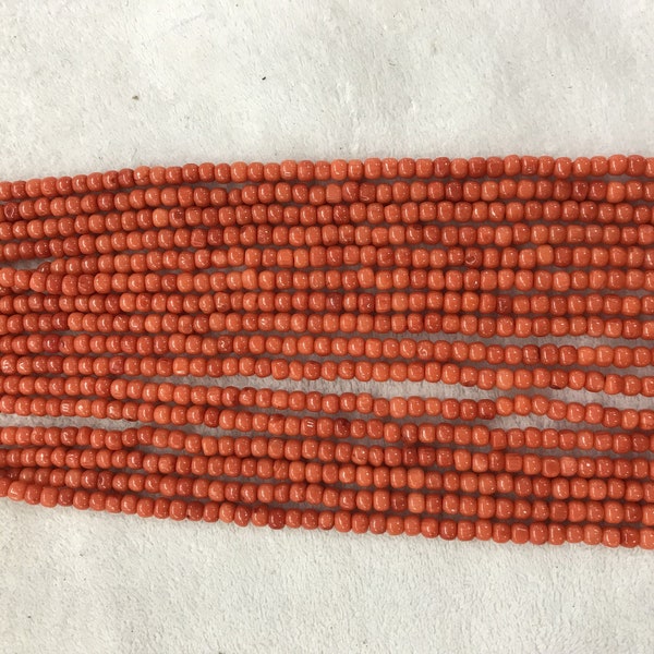 Sand rote Koralle 3.5-4.5mm Apple-Barrel Farbe gefärbt Edelstein lose Perlen 15 Zoll Schmuck Versorgung Armband Halskette Material Unterstützung Großhandel