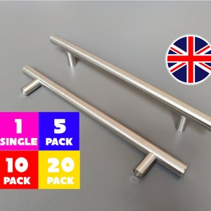 Kitchen Cupboard Cabinet T-Bar Door Handle Handles Stainless Steel