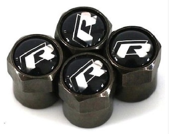 4 x Matt Black RLINE VOLKSWAGEN VW Anti Dust Caps
