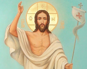 Jesus Christ with Angels Orthodox icon, The Resurrection of Jesus Christ, Religious paintings, Christianity painting, Digital download