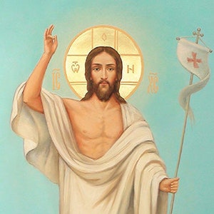 Jesus Christus mit Engel Ortodische Ikone, Die Auferstehung Jesu Christi, Religiöse Gemälde, Christentumsmalerei, Digitaler Download
