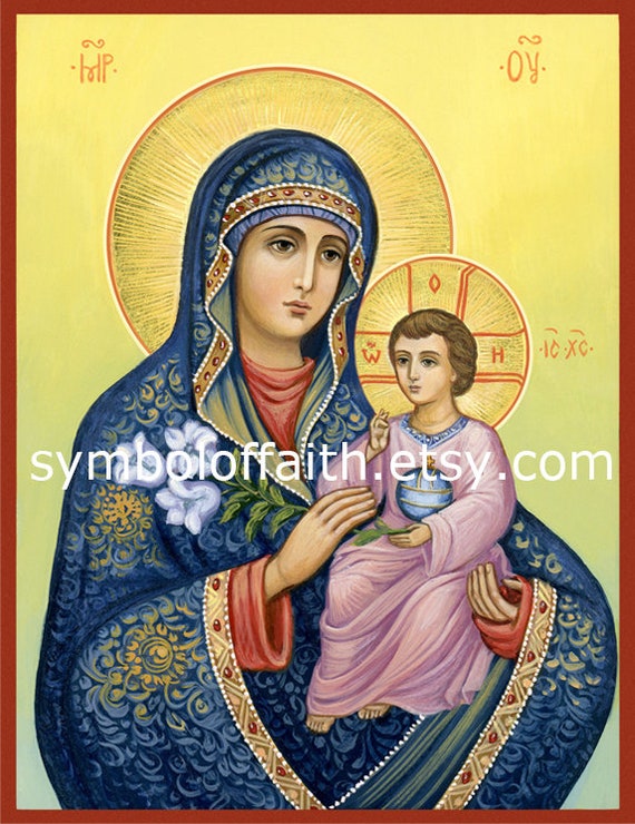 Virgin Mary the Eternal Bloom, Jesus Christ, The Unwithering Rose, Digital download, Orthodox Icon, Mother of God, Religious paintings