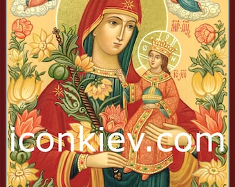 Virgin Mary the Eternal Bloom, The Unwithering Rose, Digital download, Orthodox Icon, Mother of God, Religious paintings, Custom icon