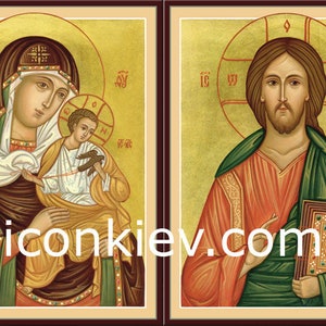 Virgin Mary and Jesus Christ Orthodox icons, Byzantine icon, Icons for wedding, Religious art, Custom icon, Digital download
