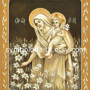 Virgin Mary with the baby Jesus, Original  Icon, Religious painting, Original Christian Painting, Religious gift, Digital download