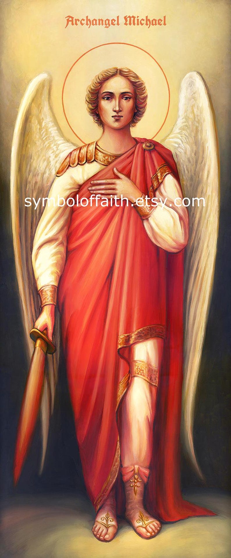 Ícone do Arcanjo Miguel, Anjo, Pintura Cristã, Pintura Religiosa, Arte Religiosa, Ícone digitalizado, Download digital imagem 1