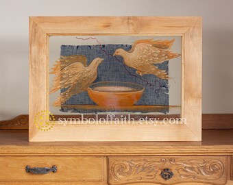 Doves acrylic painting, Original hand painting Christian Painting, Birds, Pigeons, Souls, Religious Art