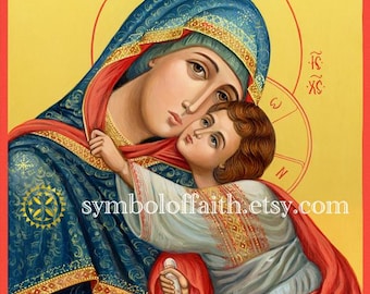 Blessed Virgin Mary and Jesus Christ, Mother of God, Religious paintings, Christian art, Art for digital download, Printable Art, Wall Art