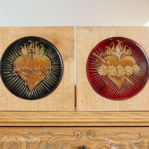 Sacred Heart of Jesus painting, Immaculate Heart of Virgin Mary, original hand painted, catholic art, Religious Art, Easter gift