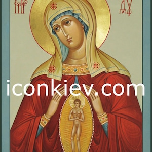 Virgin Mary Orthodox icon, Theotokos, Our Lady, Mother of God, Helper in Childbirth, Byzantine icons, Hand painted icon, digital download