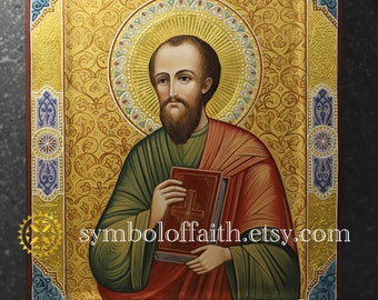 Saint Paul icon, Original hand painted icon, Byzantine Icon, Christian gift, Religious art, Christian Painting,  Original gift